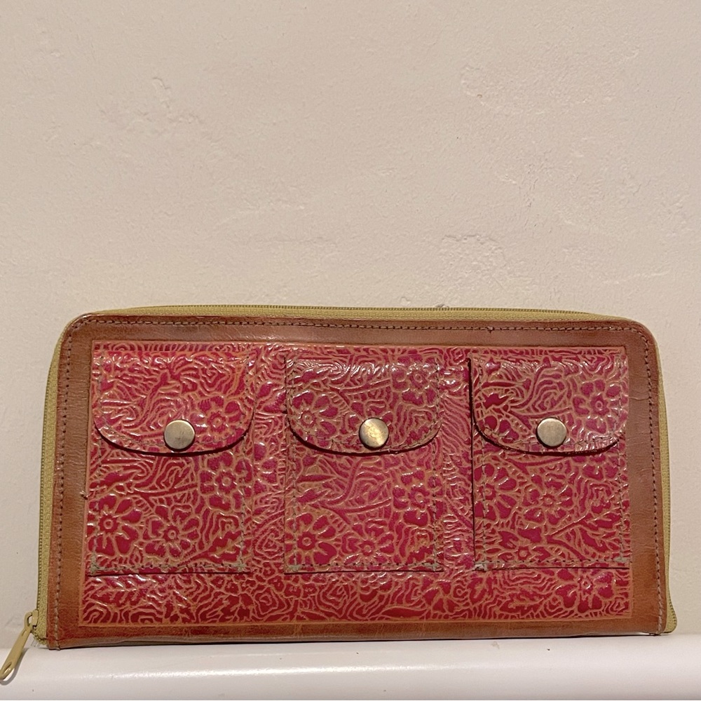 Boho Vintage Embossed Stamped Leather Wallet
